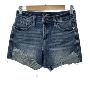 Judy Blue Denim Shorts Womens Small Distressed Frayed Hem Med Rise Blue Jeans‎